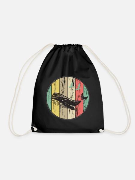 whale - Drawstring Bag - black