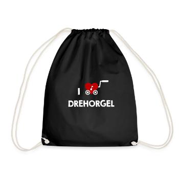 Drehorgel Leierkasten Herz für Musiker - Turnbeutel - Schwarz - Vorne