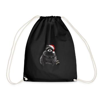 Waschbär liebt Weihnachten - Turnbeutel - Schwarz - Vorne