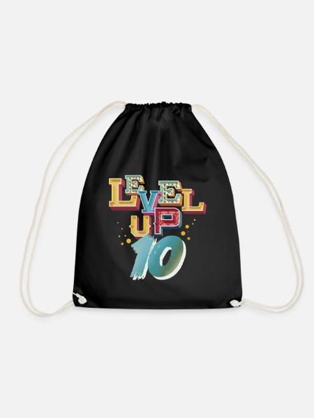 Level Up 10 Jahre Geburtstag Gamer Gaming - Turnbeutel - Schwarz