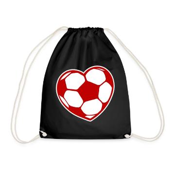 I love football football fan footballer heart - Drawstring Bag - black - Front
