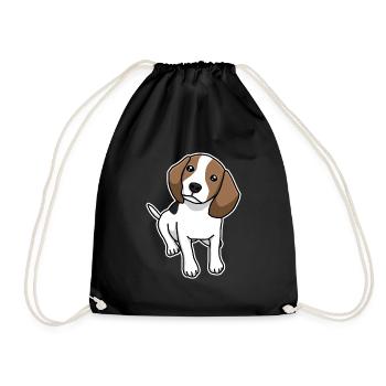 Beagle, Hund, Hunderasse, Comic, Geschenkidee - Turnbeutel - Schwarz - Vorne