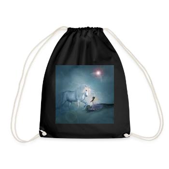 Wunderbares Einhorn mit Fee - Turnbeutel - Schwarz - Vorne