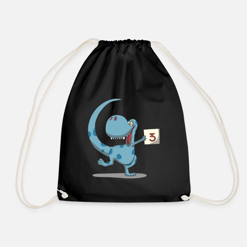Dino Kindergeburtstag 3. Geburtstag Geschenk - Turnbeutel - Schwarz