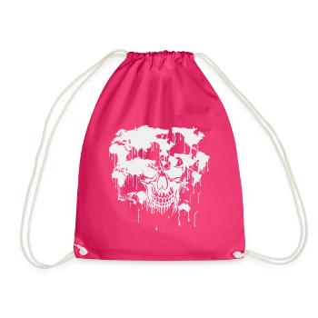 Skull. World. Pollution. - Drawstring Bag - fuchsia - Front