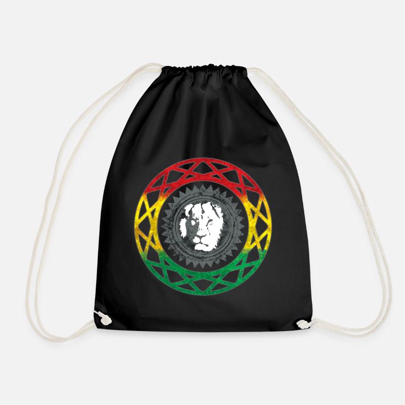Visage de lion dans le style mandala rasta - Sac de sport léger - noir
