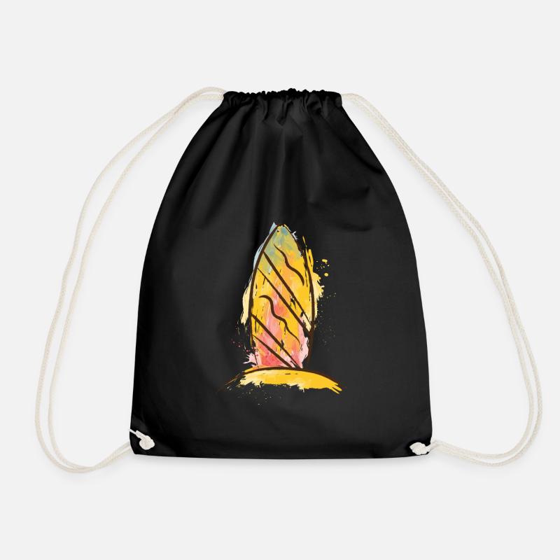 Color Splash Surfboard Beach Vibe - Turnbeutel - Schwarz