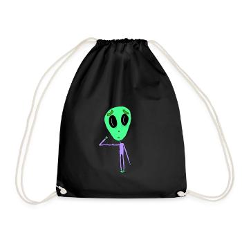 Alien with biceps - Drawstring Bag - black - Front