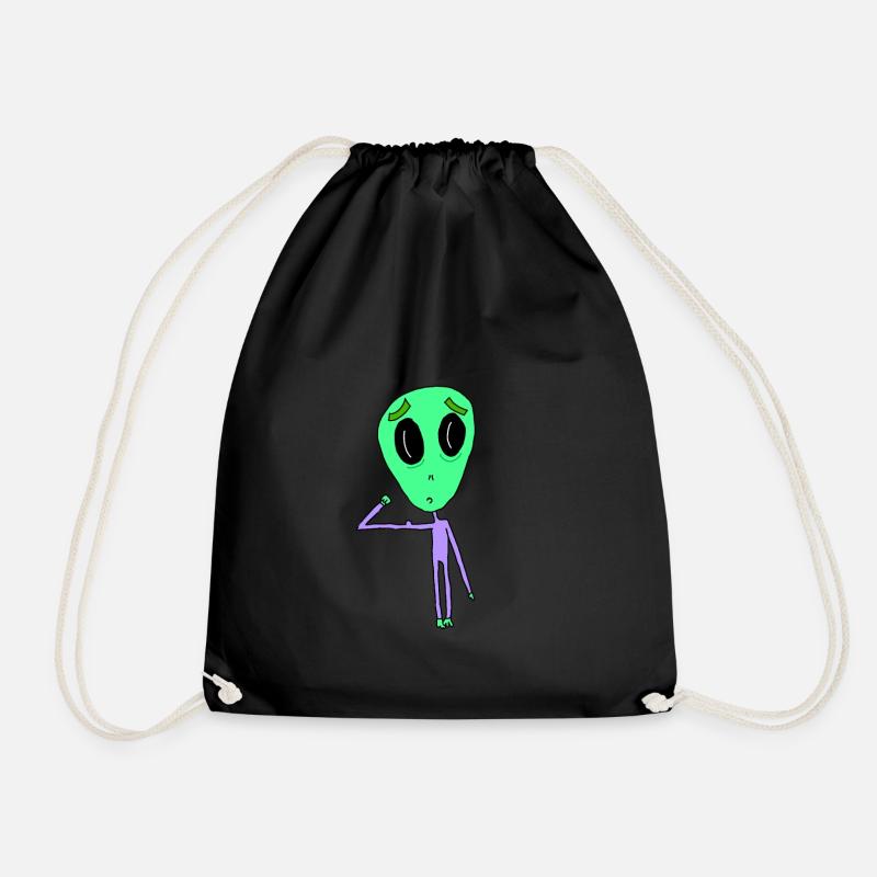 Alien mit Bizeps - Turnbeutel - Schwarz