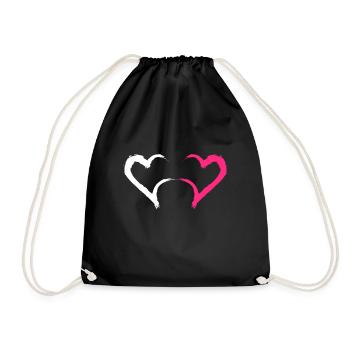 Heart in pink and white - Drawstring Bag - black - Front