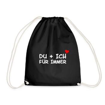 Du und Ich Liebe Herz für immer - Turnbeutel - Schwarz - Vorne