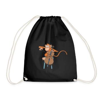 Monkey plays the cello - Drawstring Bag - black - Front