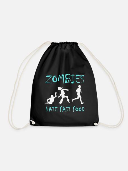Zombie. Fastfood. Jogger. - Turnbeutel - Schwarz