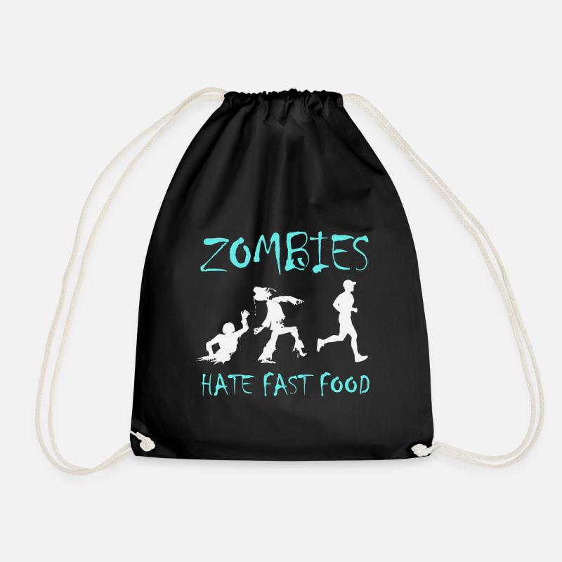 Zombie. Fastfood. Jogger. - Turnbeutel - Schwarz