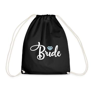 Bride Braut Diamant Hochzeit Heirat Party Geschenk - Turnbeutel - Schwarz - Vorne