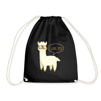 Lama Alpaca Pako I Llike You I Like You Funny - Drawstring Bag - black - Front