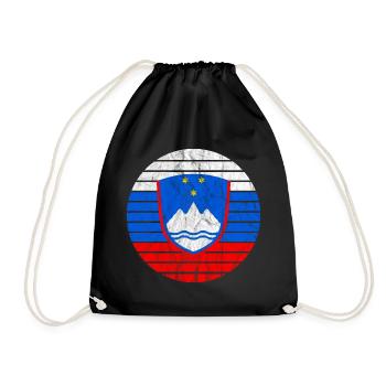 Slowenien Wappen Flagge Slowenien-Urlaub Souvenir - Turnbeutel - Schwarz - Vorne