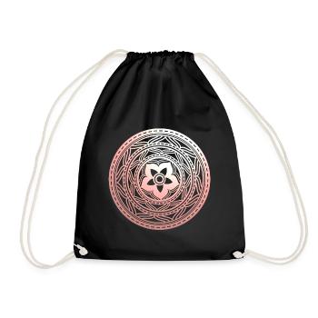Pastel Floral Mandala Pattern - Drawstring Bag - black - Front