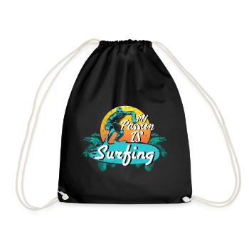 Cadeau de passe-temps de planche de surf - Sac de sport léger - noir - Devant