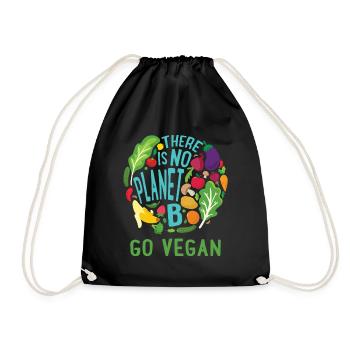Il n'y a pas de planète B Go Vegan végétarien sain - Sac de sport léger - noir - Devant