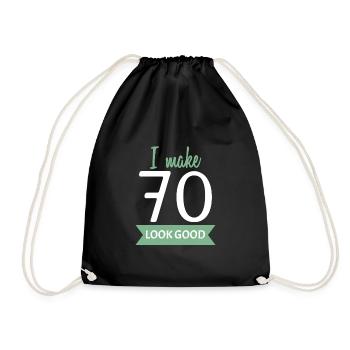 70th birthday saying - Drawstring Bag - black - Front