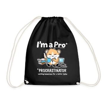 Procrastinator - Drawstring Bag - black - Front