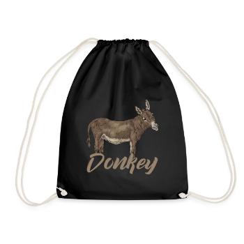 Donkey animal animal lover animal lover animal love idea - Drawstring Bag - black - Front