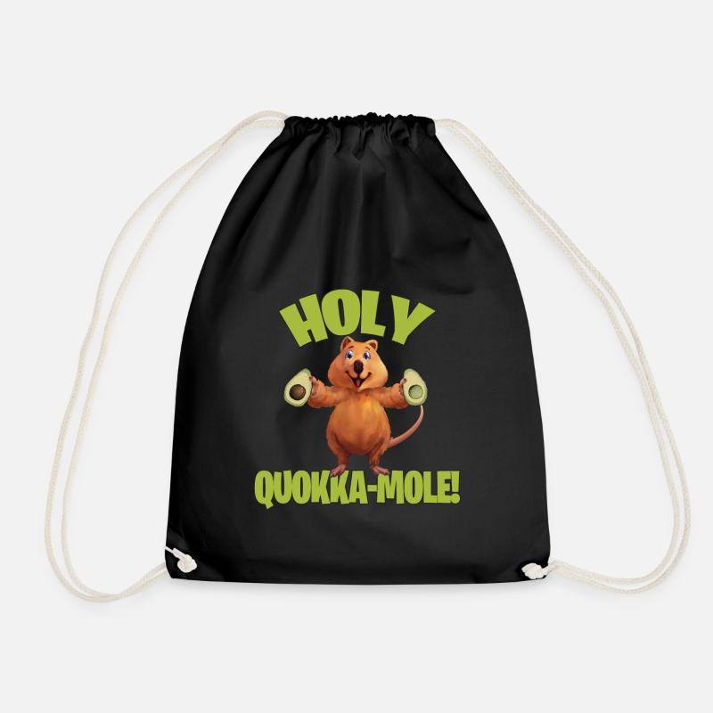 Quokka Funny Australia Avocado Kangaroo Cute Comic - Drawstring Bag - black