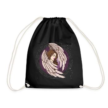 Sleeping Angel Winged Woman Art - Drawstring Bag - black - Front