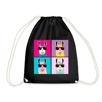 Llama - Drawstring Bag - black - Front