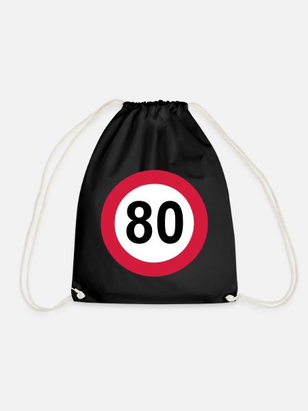 80e anniversaire , 80 ans , Panneau de signalisation 80 (25) - Sac de sport léger - noir