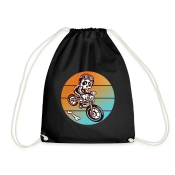 Skull skull bike - Drawstring Bag - black - Front