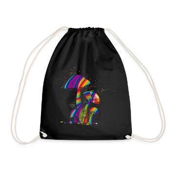 Colorful fantasy mushrooms made of fluorescent paint - Drawstring Bag - black - Front