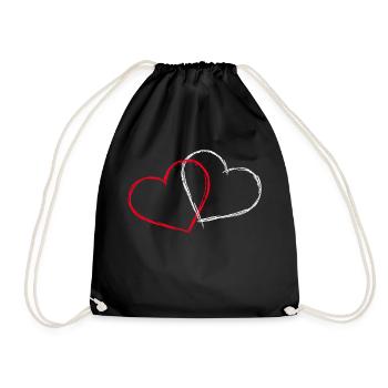 Heart Couple Couple Love In Love Fiancee Relationship - Drawstring Bag - black - Front