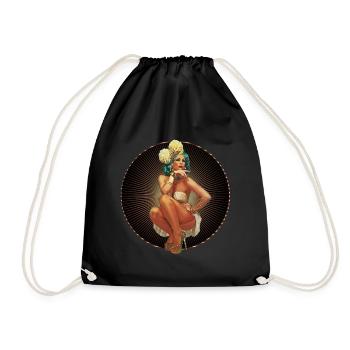 Burlesque Xarah als Pinupgirl Retro Pin Up Art - Turnbeutel - Schwarz - Vorne