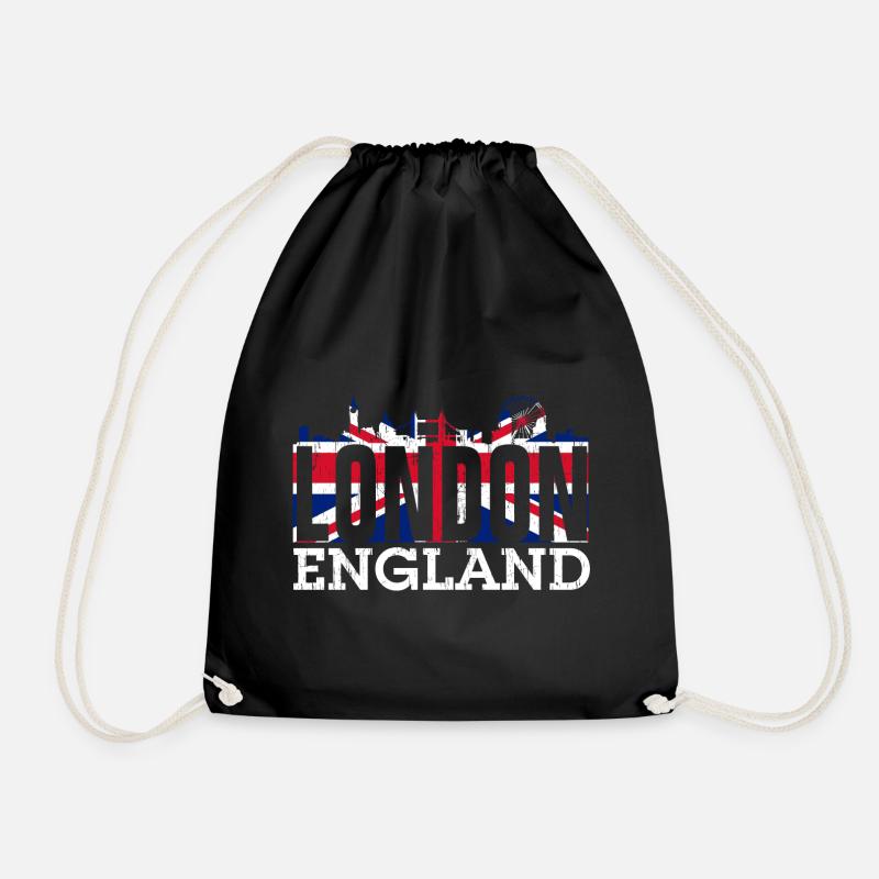London England - Drawstring Bag - black