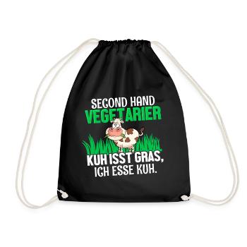 Fleisch Grillen Lustiger Spruch - Turnbeutel - Schwarz - Vorne