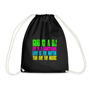 Dieu est un Dj La vie est un T-shirt Rythm dancefloor - Sac de sport léger - noir - Devant