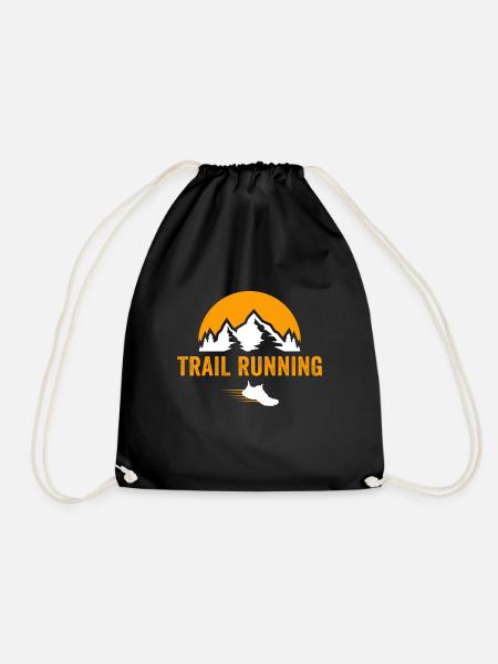 trail running mountain running t-shirt - Drawstring Bag - black