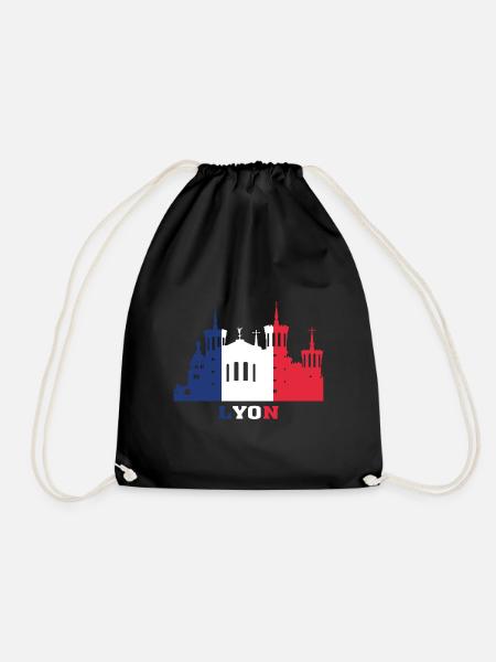 Lyon City Skyline France Landmark Map - Sac de sport léger - noir