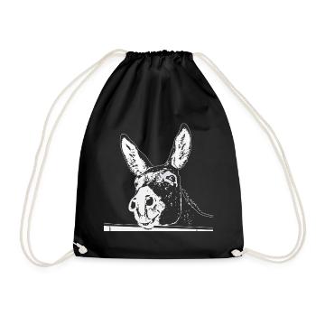 Portrait d’âne – Œuvres dessinées à la main - Sac de sport léger - noir - Devant