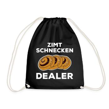 Bäcker Bäckerei Backwaren backen Zimtschnecke - Turnbeutel - Schwarz - Vorne