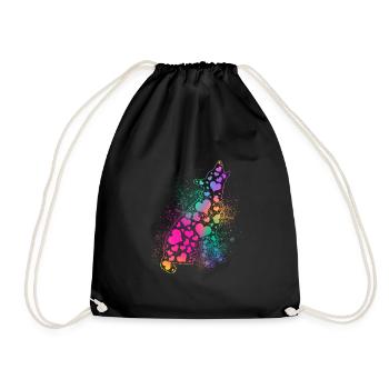 Dogs love dog lovers cool heart dog best F - Drawstring Bag - black - Front