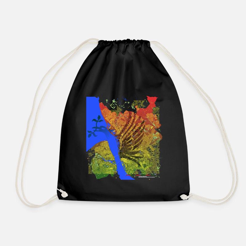 Liverpool Rising: Liver Bird Over Sunset Mersey - Drawstring Bag - black