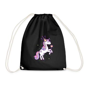 Unicorn princess crown star staff shoes pink - Drawstring Bag - black - Front