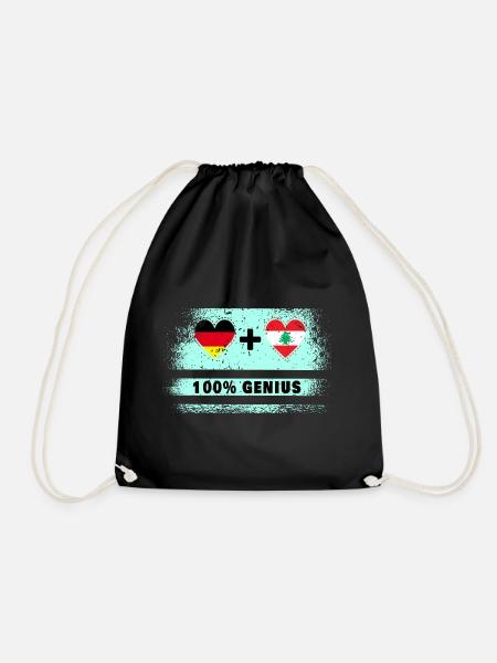 Deutschland und Libanon 100% Genial / Geschenk - Turnbeutel - Schwarz