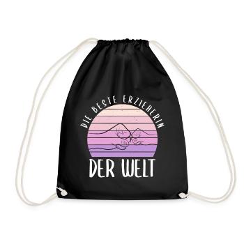 Beste Erzieherin Pädagogin Geschenk Spruch - Turnbeutel - Schwarz - Vorne