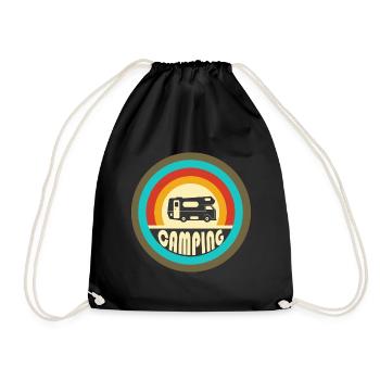 Camping Vintage Design / Geschenkidee - Turnbeutel - Schwarz - Vorne