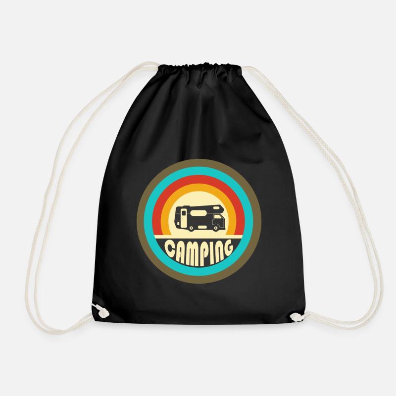 Camping Vintage Design / Geschenkidee - Turnbeutel - Schwarz