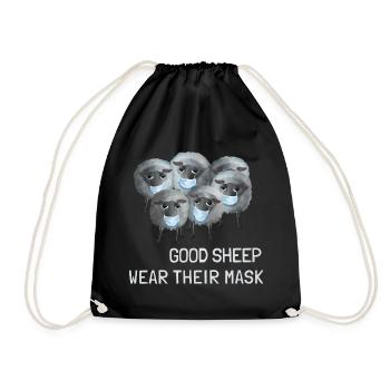 Süßes Schaf - Good sheep wear their mask - Turnbeutel - Schwarz - Vorne